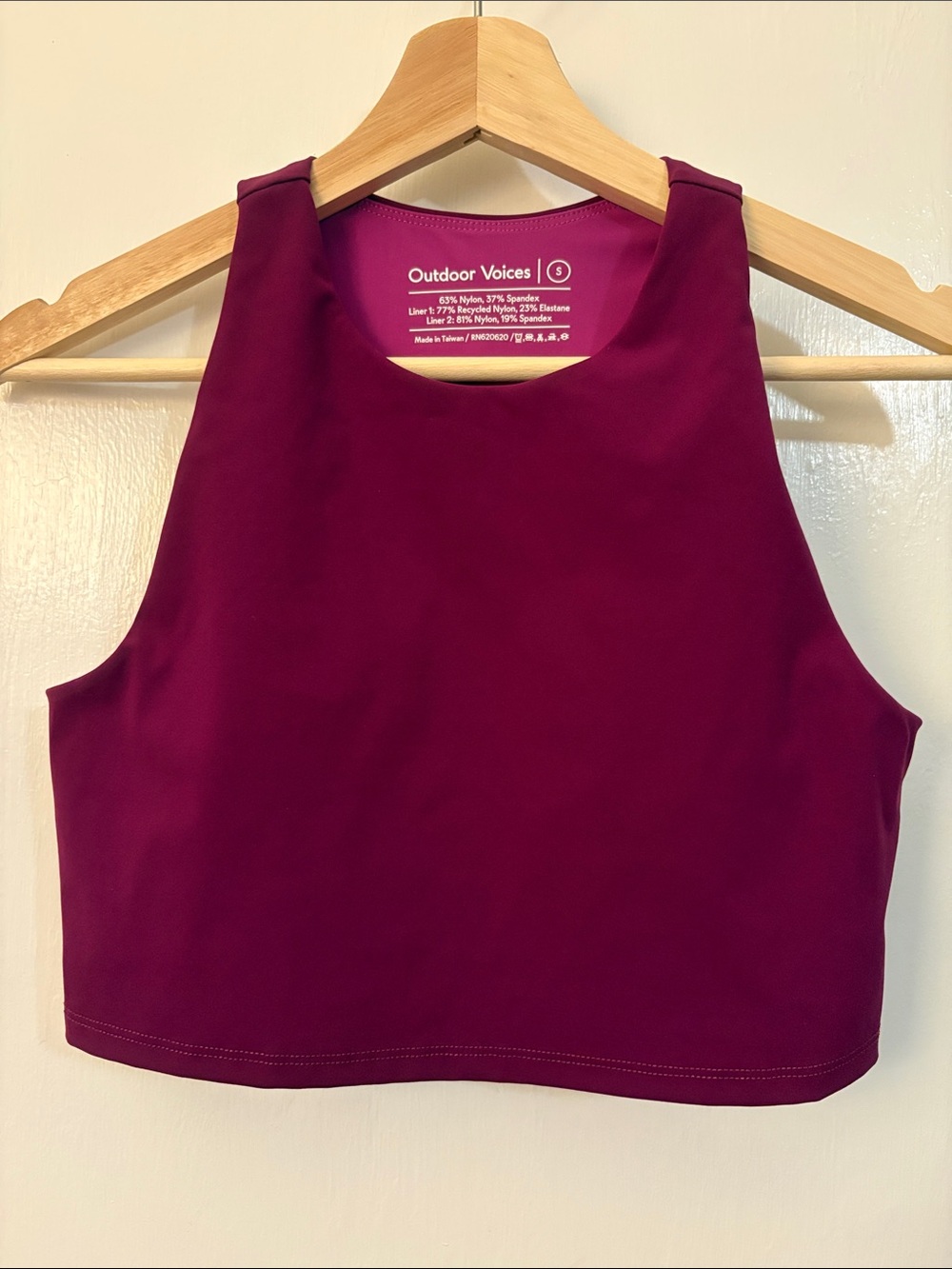 Outdoor Voices SuperForm Crop Tank Plum Sz Small
